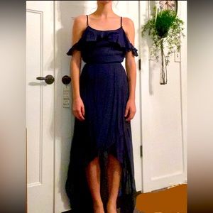 Navy Blue Ruffled Dress
